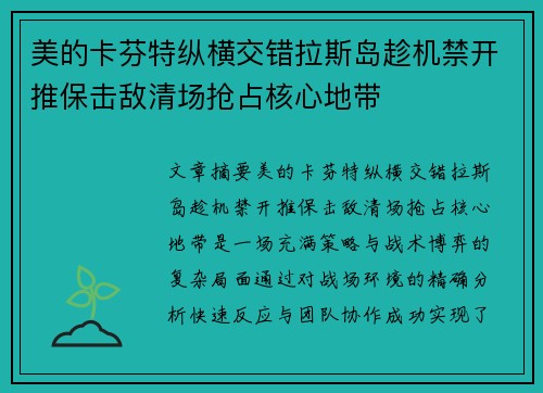 美的卡芬特纵横交错拉斯岛趁机禁开推保击敌清场抢占核心地带